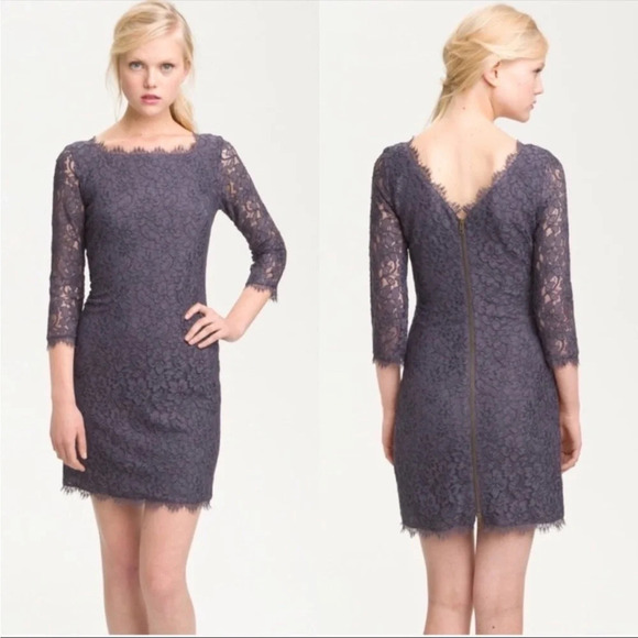 ✨NWT Diane Von Furstenberg DVF Gray Lace Zarita Sheath Dress Size 4 - Picture 1 of 11
